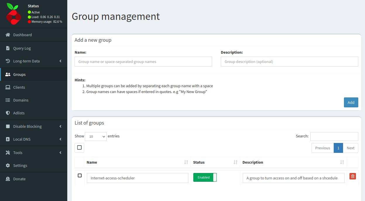 Pihole Group Management